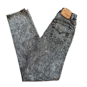 Vintage Levis 501 Womens Black Acid Wash High Rise Straight Leg Jeans Size 7 USA